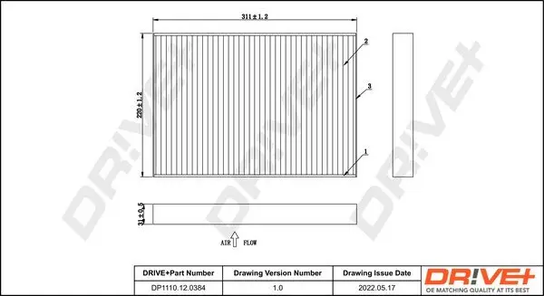 Filter, Innenraumluft Dr!ve+ DP1110.12.0384