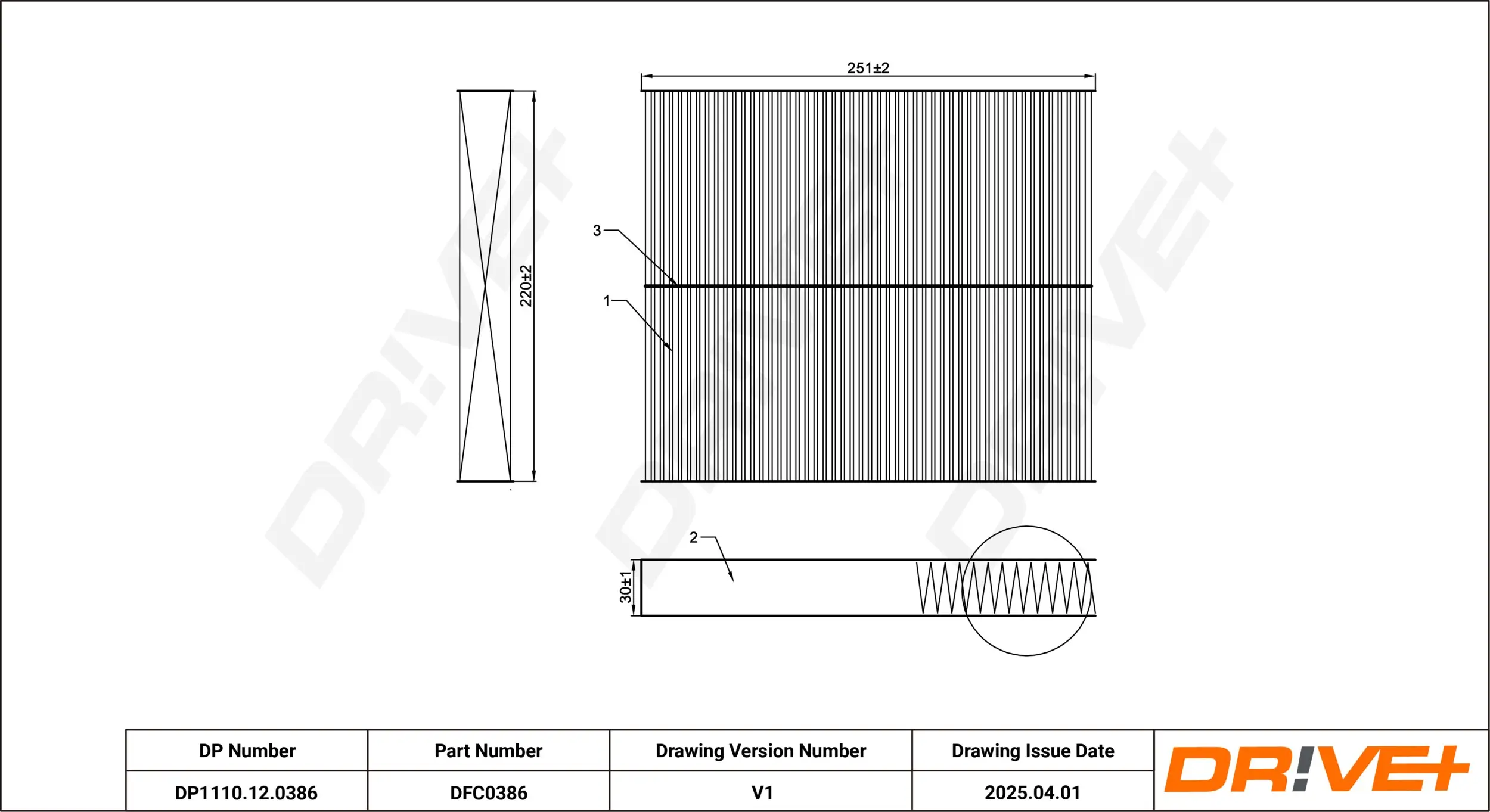 Filter, Innenraumluft Dr!ve+ DP1110.12.0386