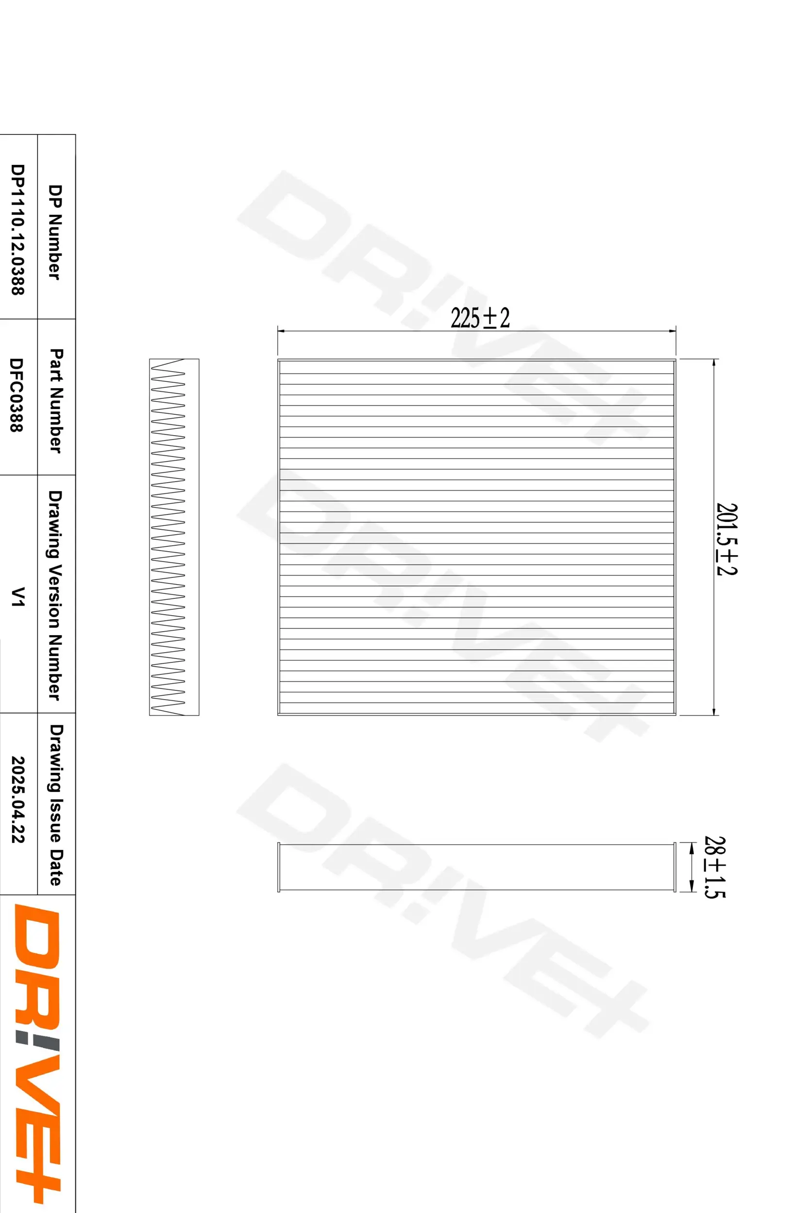 Filter, Innenraumluft Dr!ve+ DP1110.12.0388