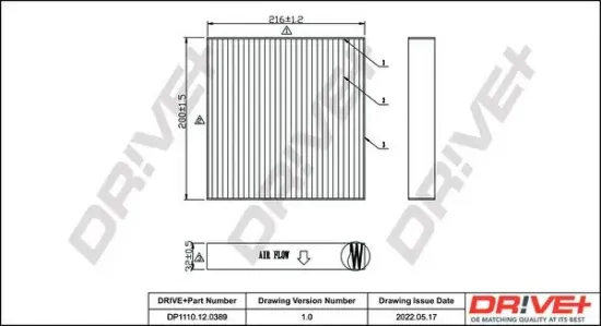 Filter, Innenraumluft Dr!ve+ DP1110.12.0389 Bild Filter, Innenraumluft Dr!ve+ DP1110.12.0389