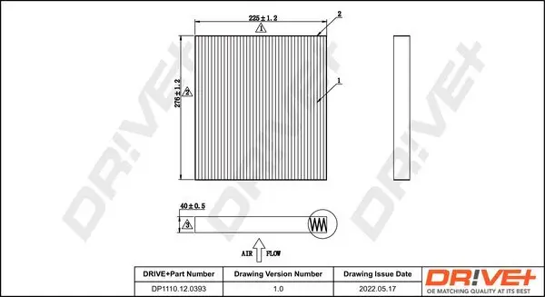 Filter, Innenraumluft Dr!ve+ DP1110.12.0393