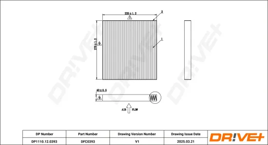 Filter, Innenraumluft Dr!ve+ DP1110.12.0393 Bild Filter, Innenraumluft Dr!ve+ DP1110.12.0393
