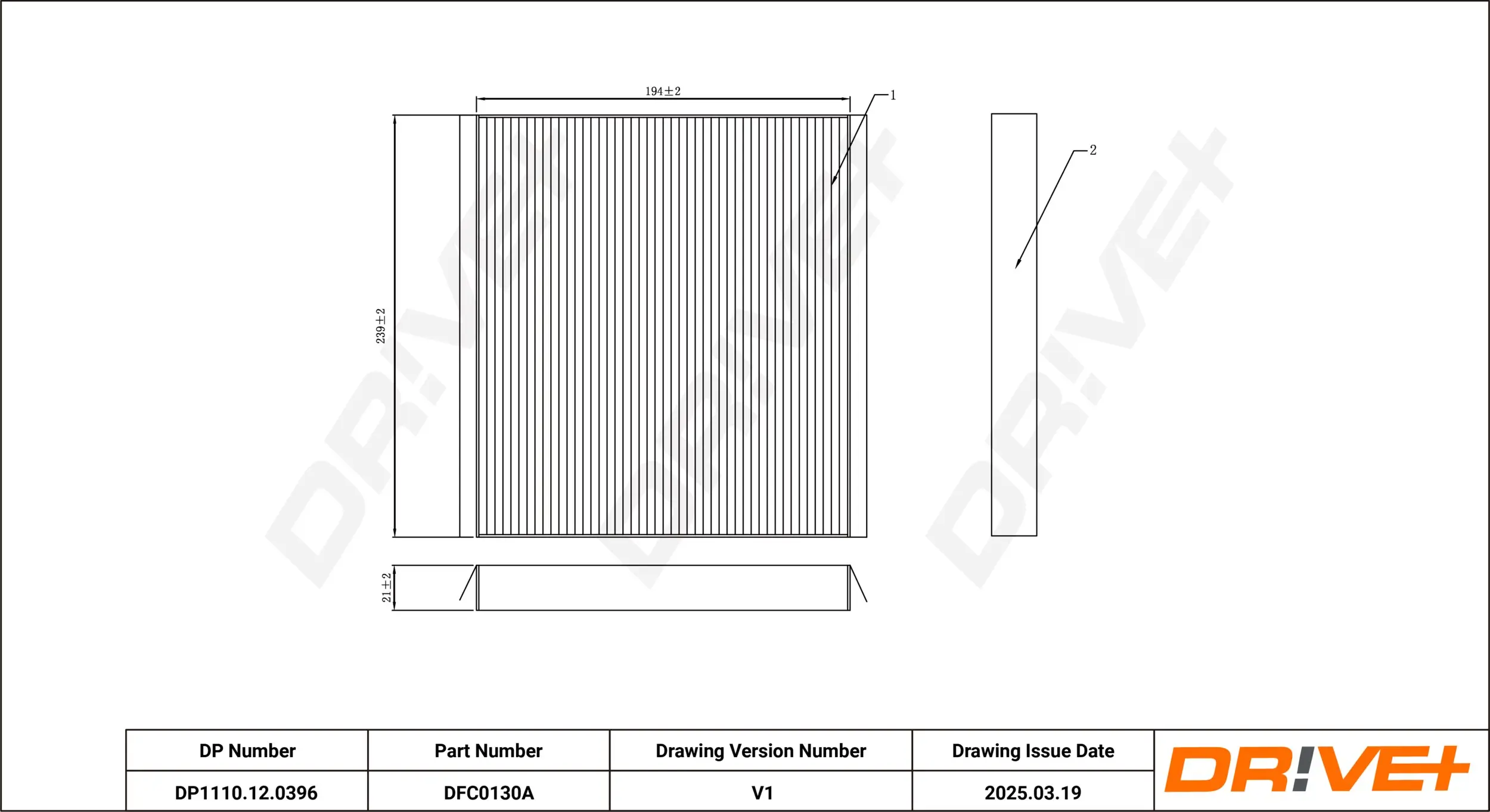 Filter, Innenraumluft Dr!ve+ DP1110.12.0396