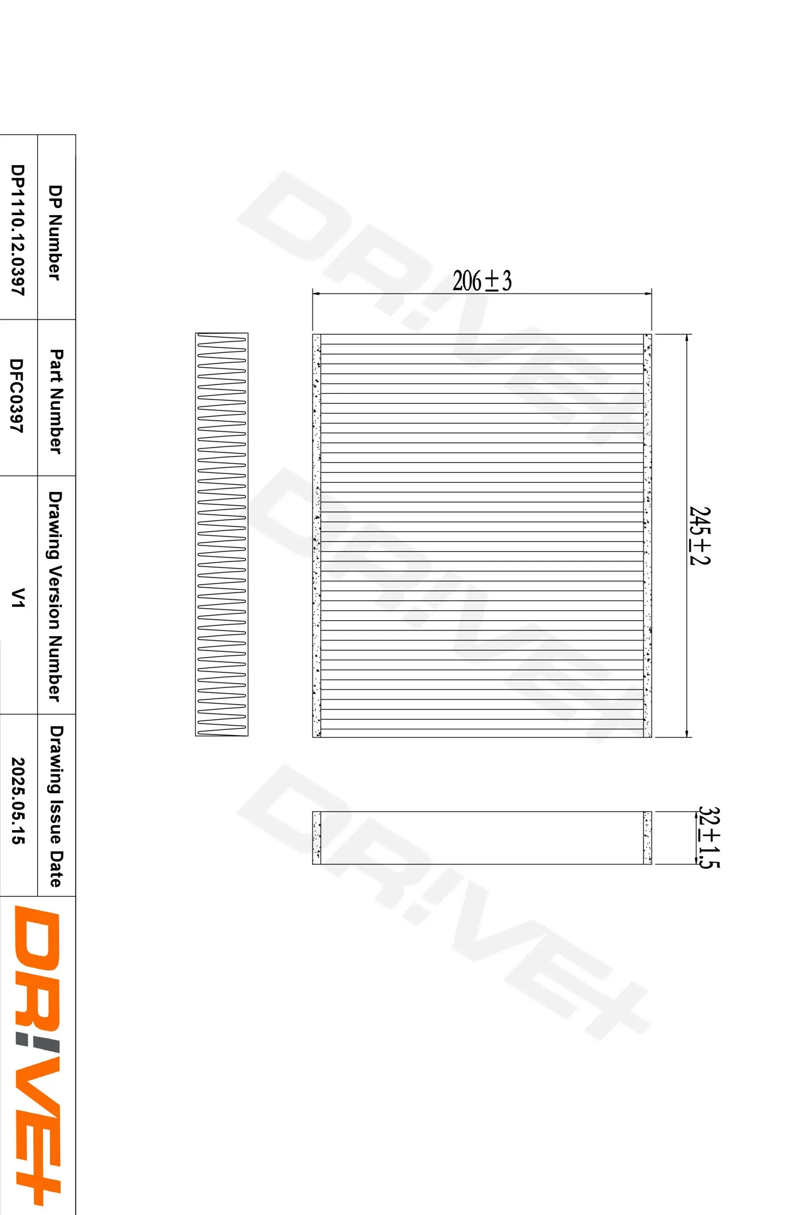 Filter, Innenraumluft Dr!ve+ DP1110.12.0397