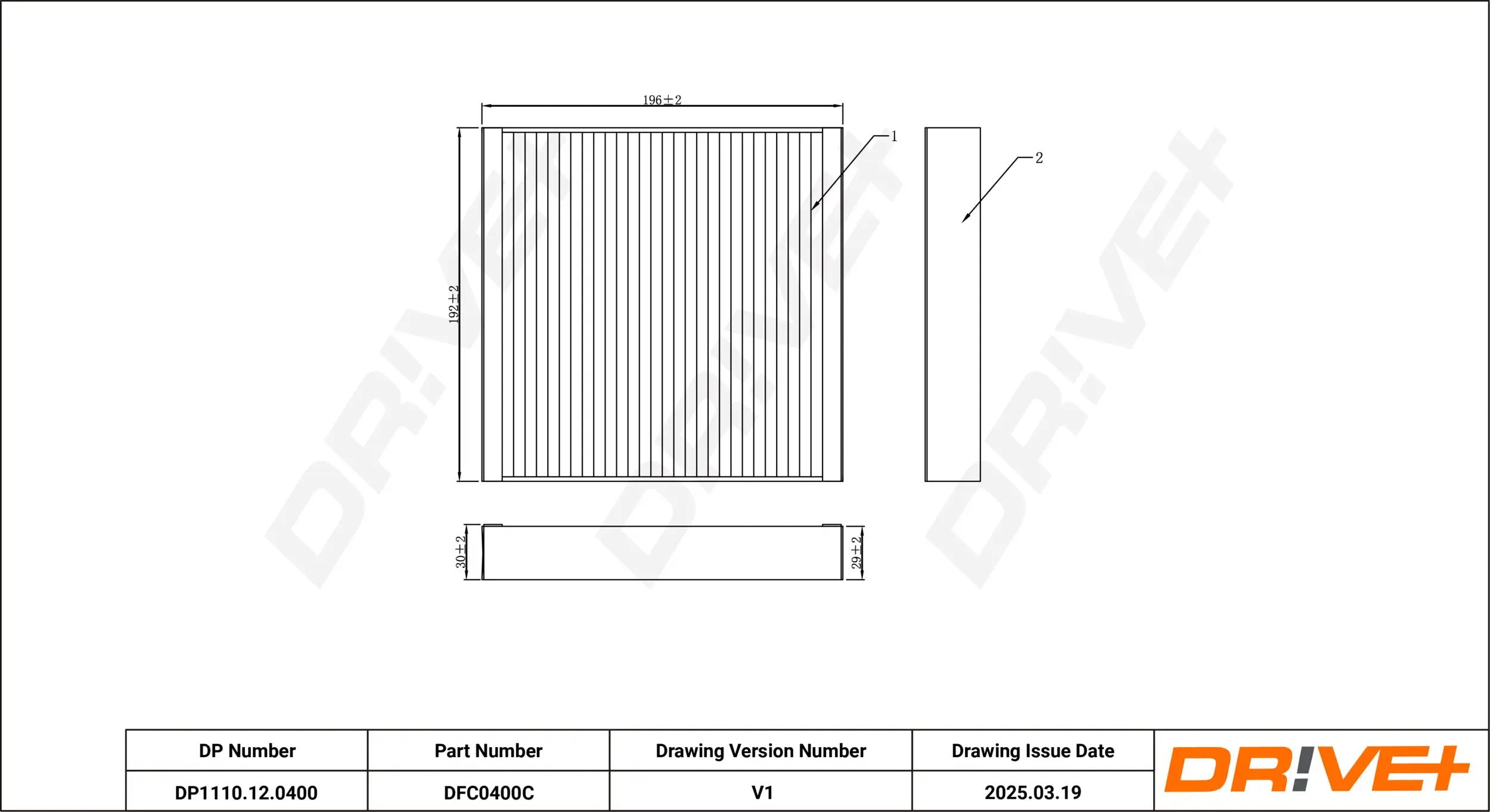 Filter, Innenraumluft Dr!ve+ DP1110.12.0400