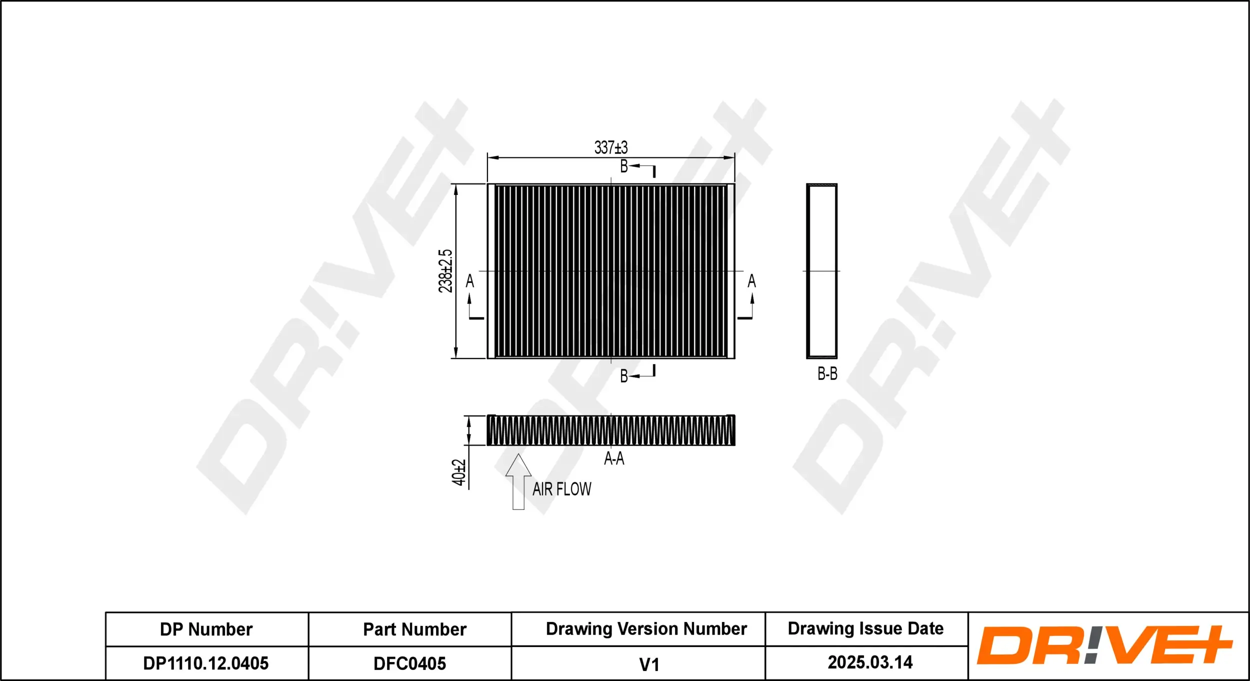 Filter, Innenraumluft Dr!ve+ DP1110.12.0405