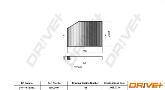 Filter, Innenraumluft Dr!ve+ DP1110.12.0407 Bild Filter, Innenraumluft Dr!ve+ DP1110.12.0407