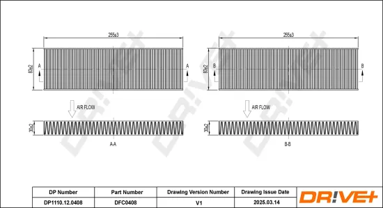 Filter, Innenraumluft Dr!ve+ DP1110.12.0408 Bild Filter, Innenraumluft Dr!ve+ DP1110.12.0408