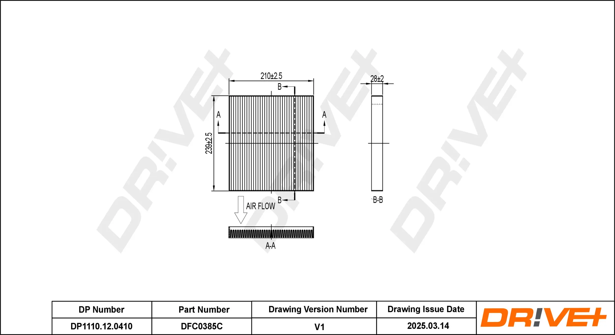 Filter, Innenraumluft Dr!ve+ DP1110.12.0410