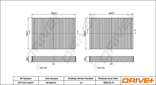 Filter, Innenraumluft Dr!ve+ DP1110.12.0411 Bild Filter, Innenraumluft Dr!ve+ DP1110.12.0411