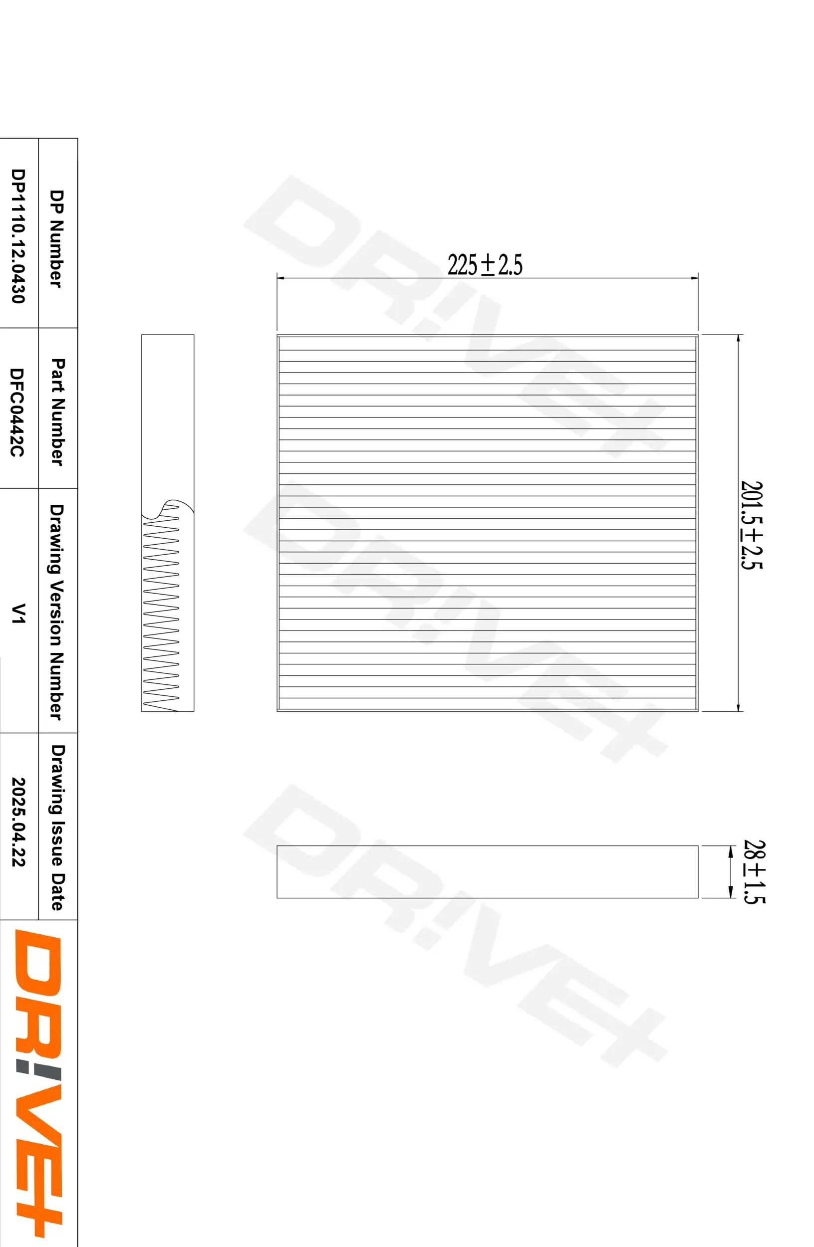 Filter, Innenraumluft Dr!ve+ DP1110.12.0430