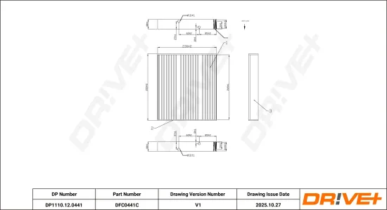 Filter, Innenraumluft DR!VE+ DP1110.12.0441 Bild Filter, Innenraumluft DR!VE+ DP1110.12.0441