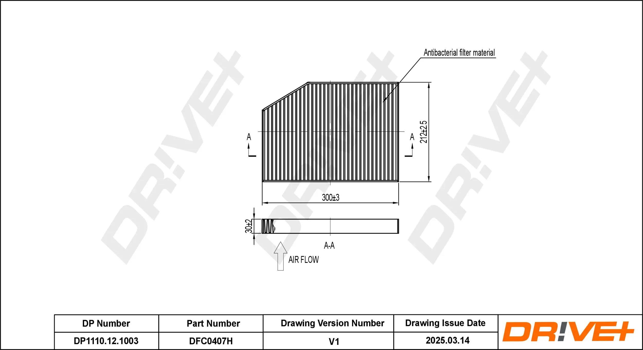 Filter, Innenraumluft Dr!ve+ DP1110.12.1003