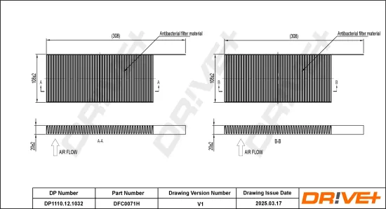 Filter, Innenraumluft Dr!ve+ DP1110.12.1032 Bild Filter, Innenraumluft Dr!ve+ DP1110.12.1032