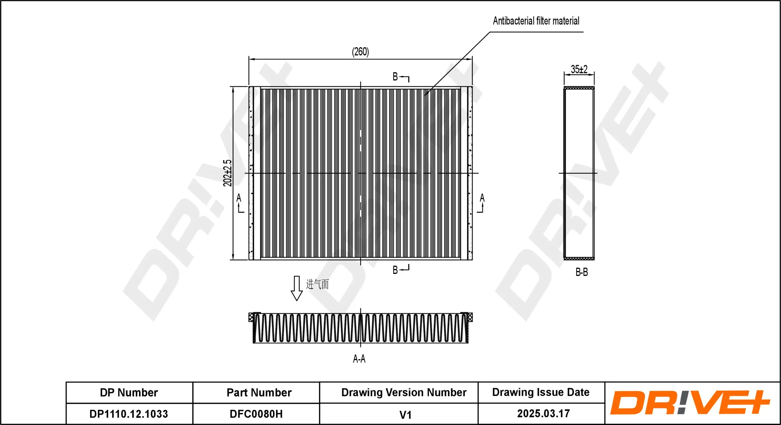Filter, Innenraumluft Dr!ve+ DP1110.12.1033