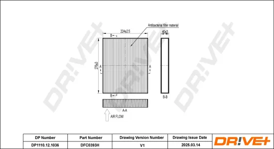 Filter, Innenraumluft Dr!ve+ DP1110.12.1036 Bild Filter, Innenraumluft Dr!ve+ DP1110.12.1036