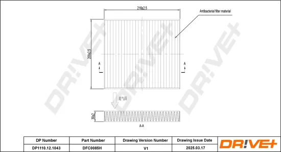 Filter, Innenraumluft Dr!ve+ DP1110.12.1043 Bild Filter, Innenraumluft Dr!ve+ DP1110.12.1043