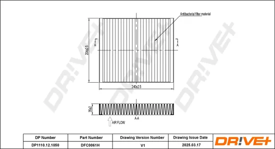 Filter, Innenraumluft Dr!ve+ DP1110.12.1050 Bild Filter, Innenraumluft Dr!ve+ DP1110.12.1050