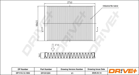 Filter, Innenraumluft Dr!ve+ DP1110.12.1052 Bild Filter, Innenraumluft Dr!ve+ DP1110.12.1052