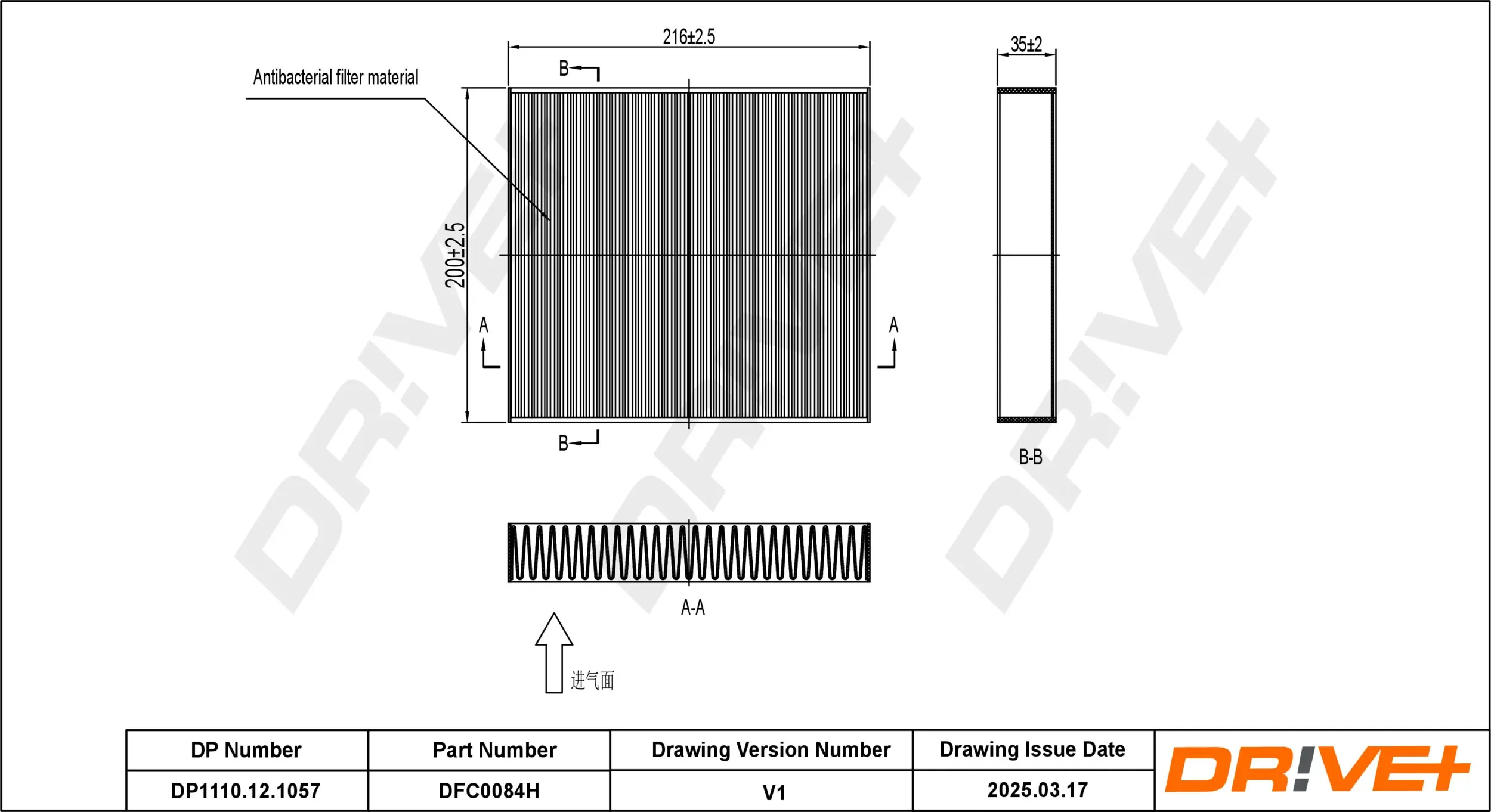 Filter, Innenraumluft Dr!ve+ DP1110.12.1057