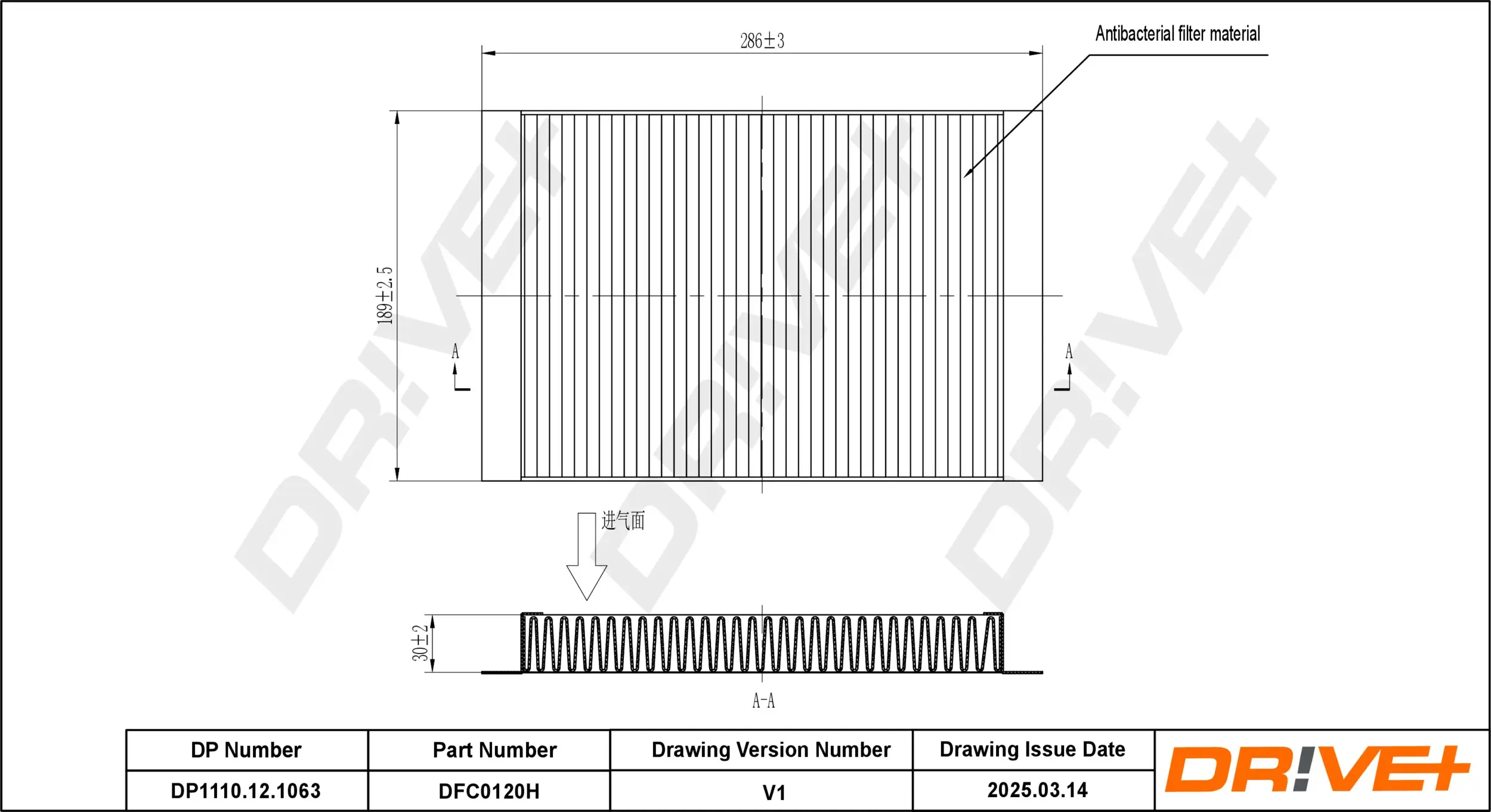 Filter, Innenraumluft Dr!ve+ DP1110.12.1063