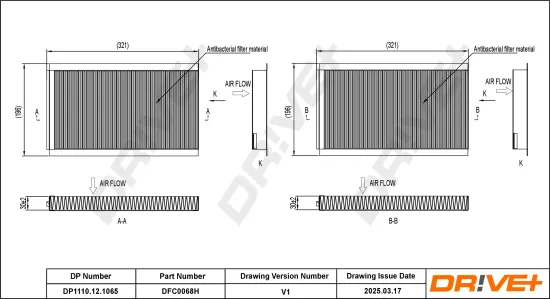 Filter, Innenraumluft Dr!ve+ DP1110.12.1065 Bild Filter, Innenraumluft Dr!ve+ DP1110.12.1065