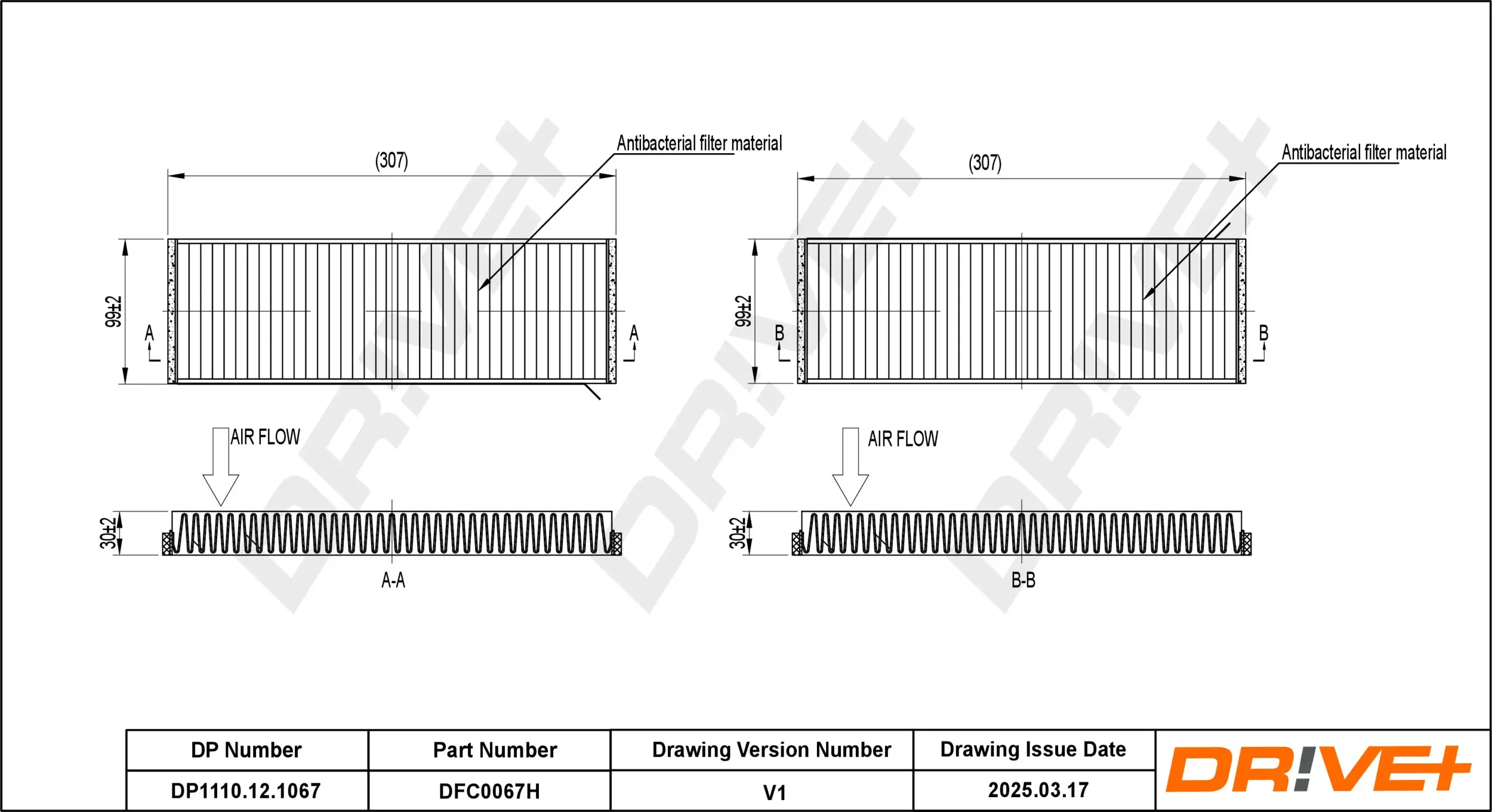 Filter, Innenraumluft Dr!ve+ DP1110.12.1067