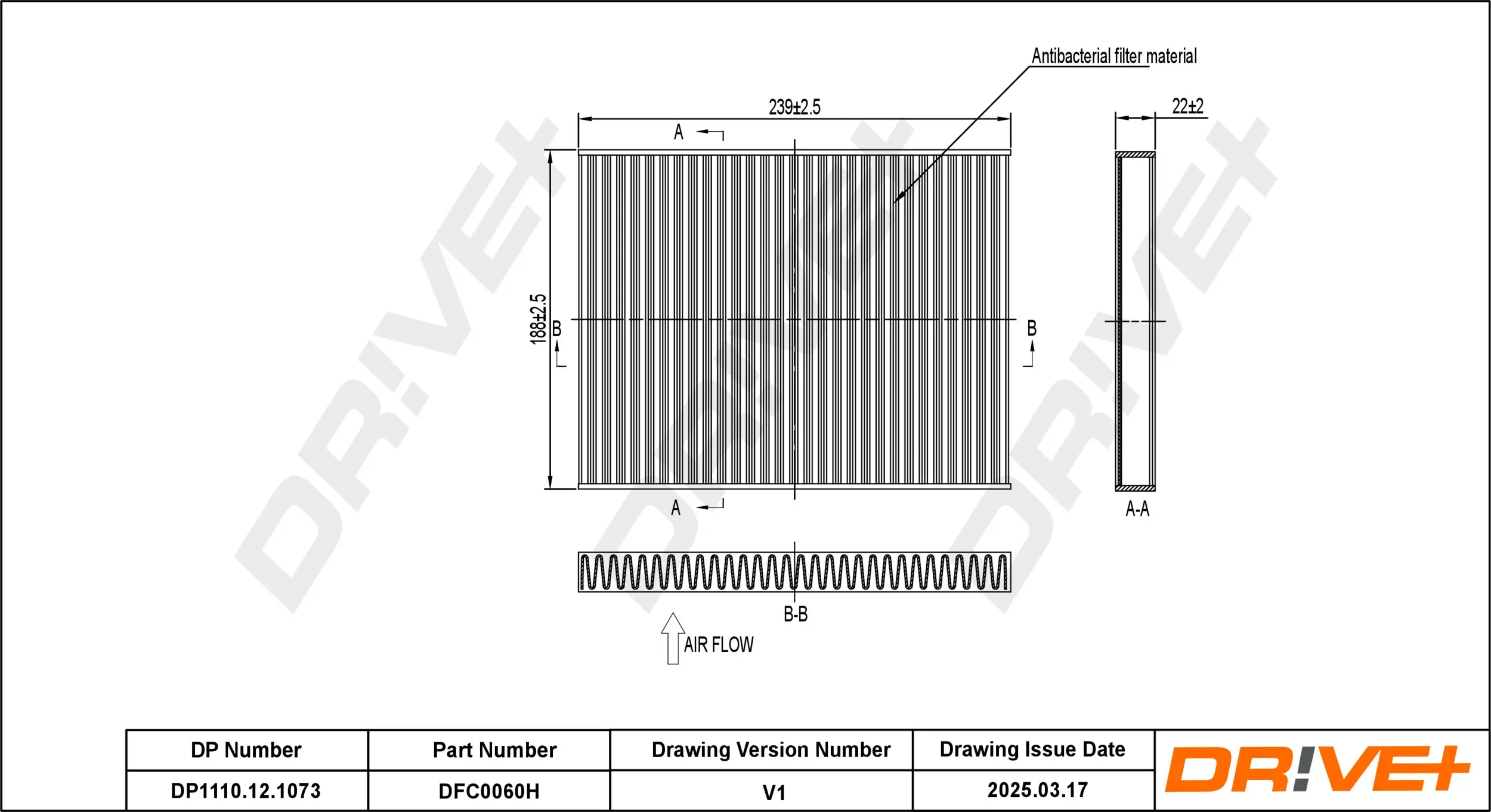 Filter, Innenraumluft Dr!ve+ DP1110.12.1073