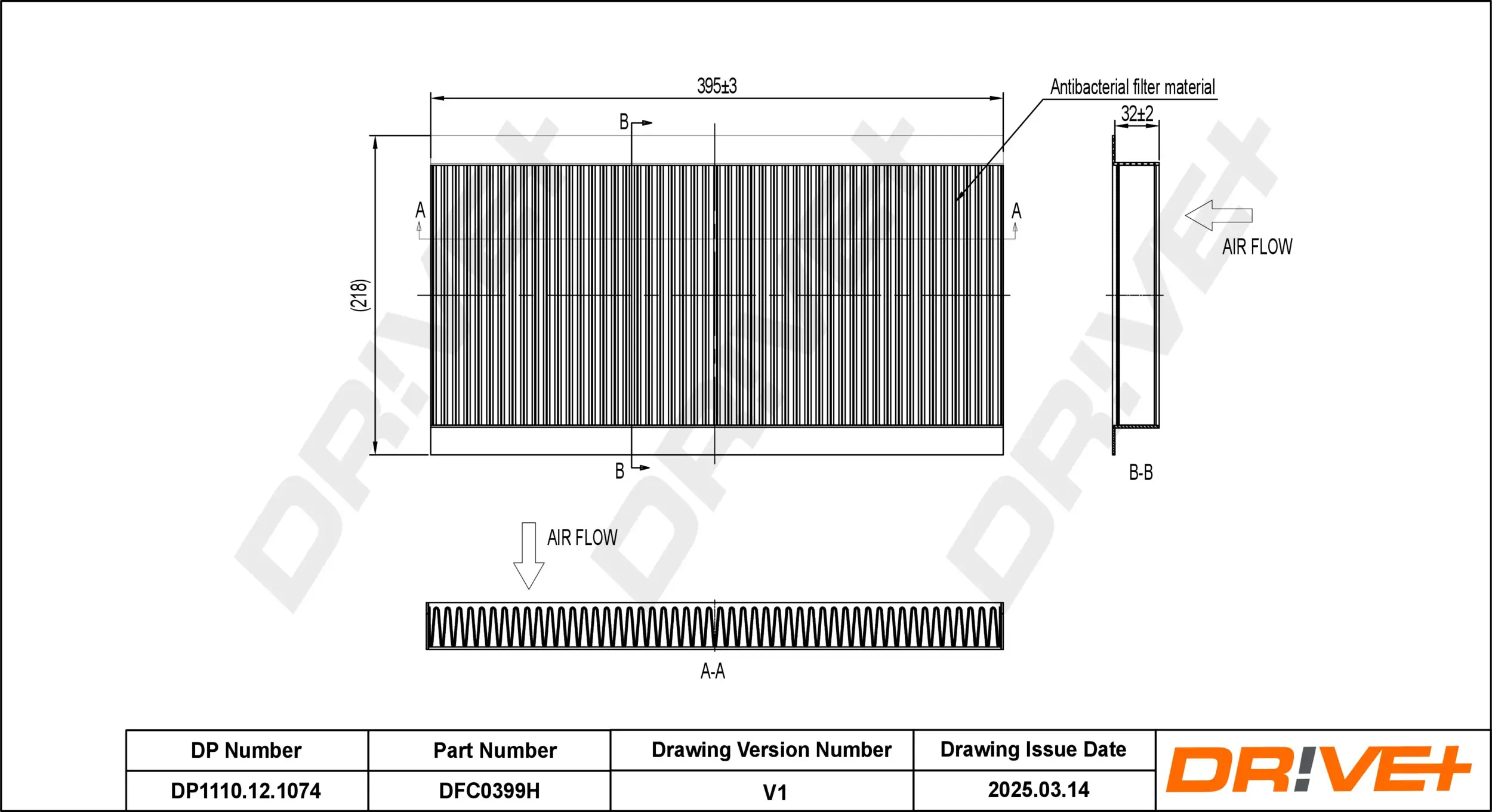 Filter, Innenraumluft Dr!ve+ DP1110.12.1074
