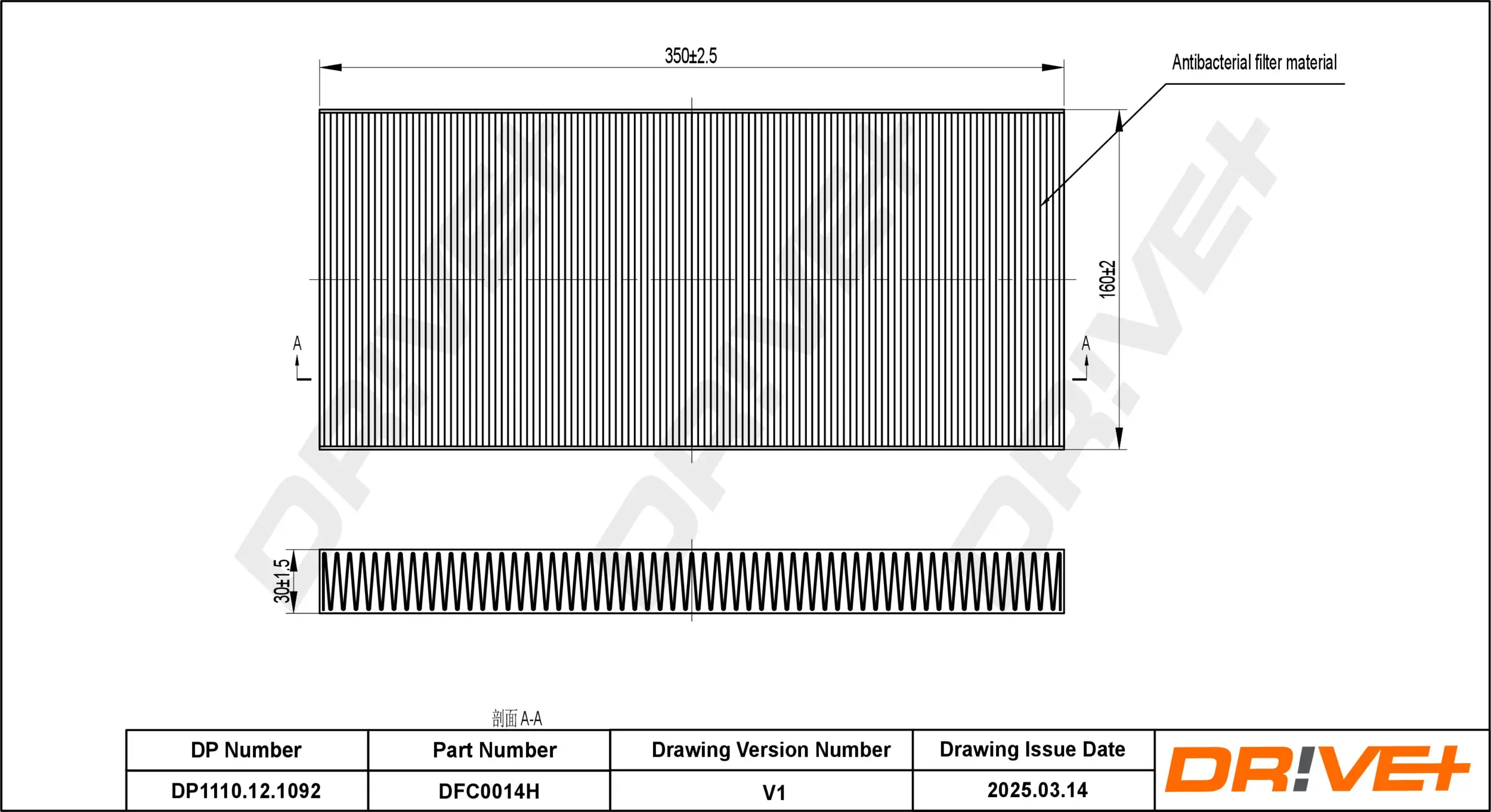 Filter, Innenraumluft Dr!ve+ DP1110.12.1092