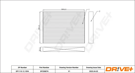 Filter, Innenraumluft Dr!ve+ DP1110.12.1094 Bild Filter, Innenraumluft Dr!ve+ DP1110.12.1094