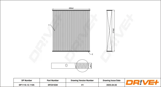 Filter, Innenraumluft DR!VE+ DP1110.12.1105 Bild Filter, Innenraumluft DR!VE+ DP1110.12.1105