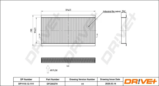 Filter, Innenraumluft Dr!ve+ DP1110.12.1111 Bild Filter, Innenraumluft Dr!ve+ DP1110.12.1111