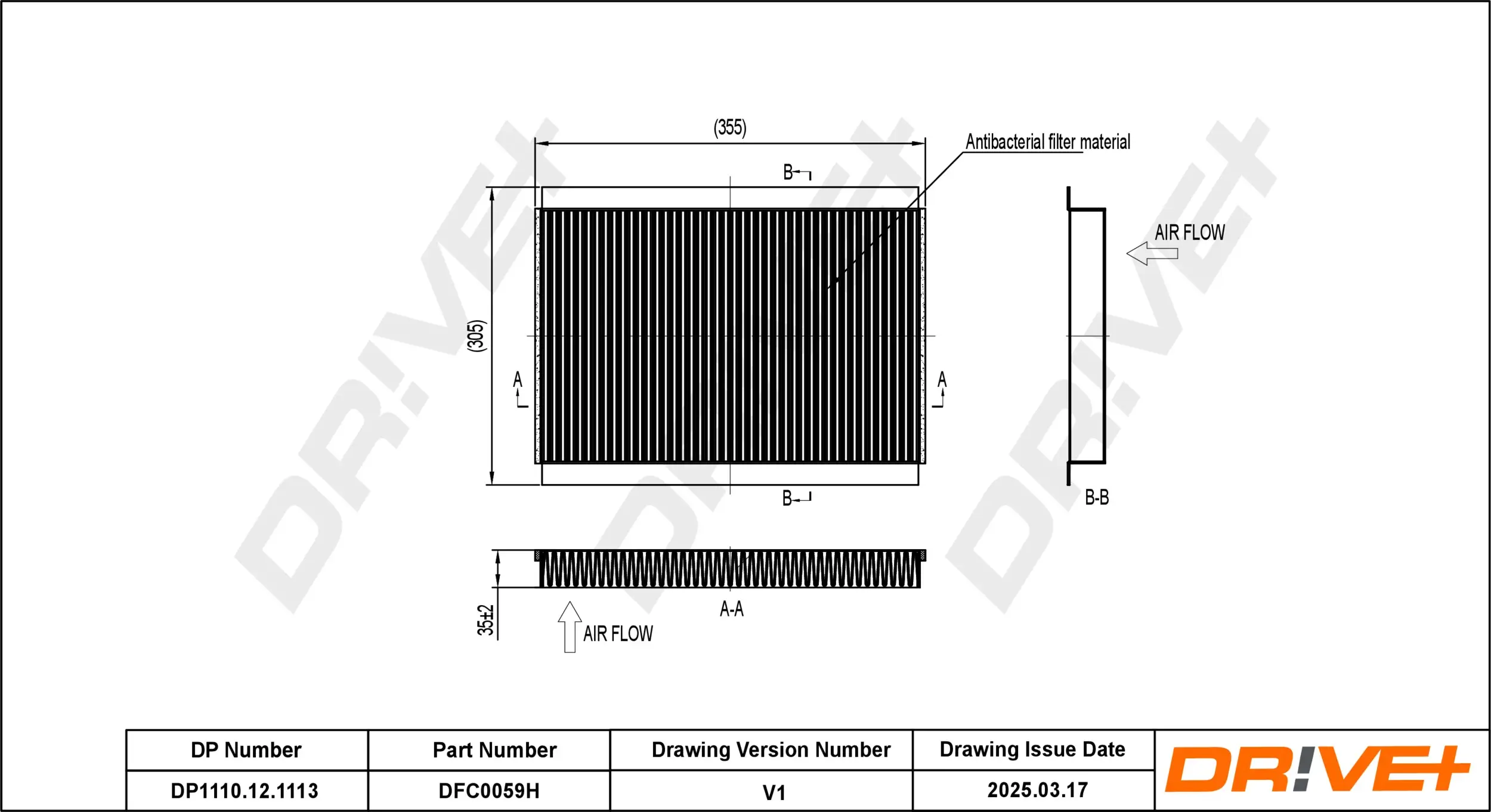 Filter, Innenraumluft Dr!ve+ DP1110.12.1113