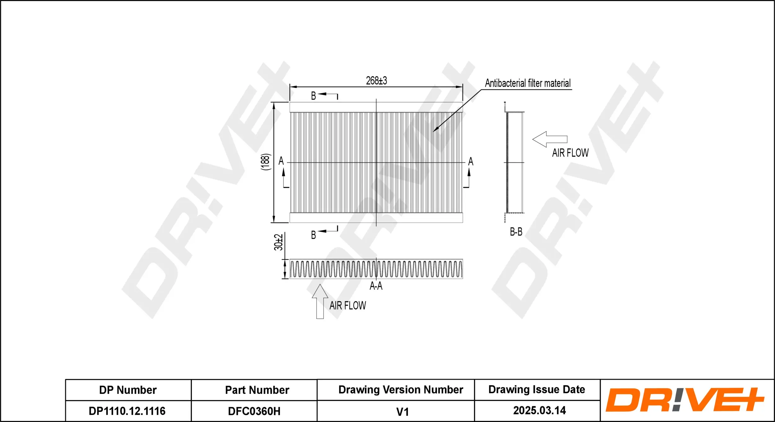 Filter, Innenraumluft Dr!ve+ DP1110.12.1116