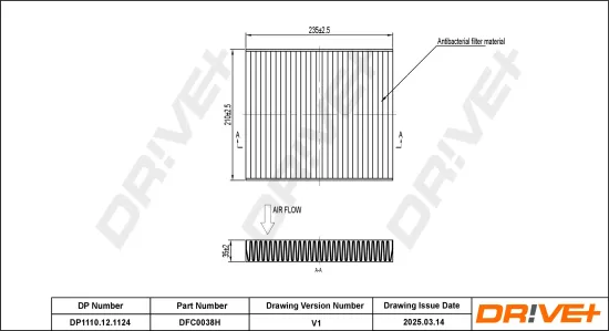 Filter, Innenraumluft Dr!ve+ DP1110.12.1124 Bild Filter, Innenraumluft Dr!ve+ DP1110.12.1124