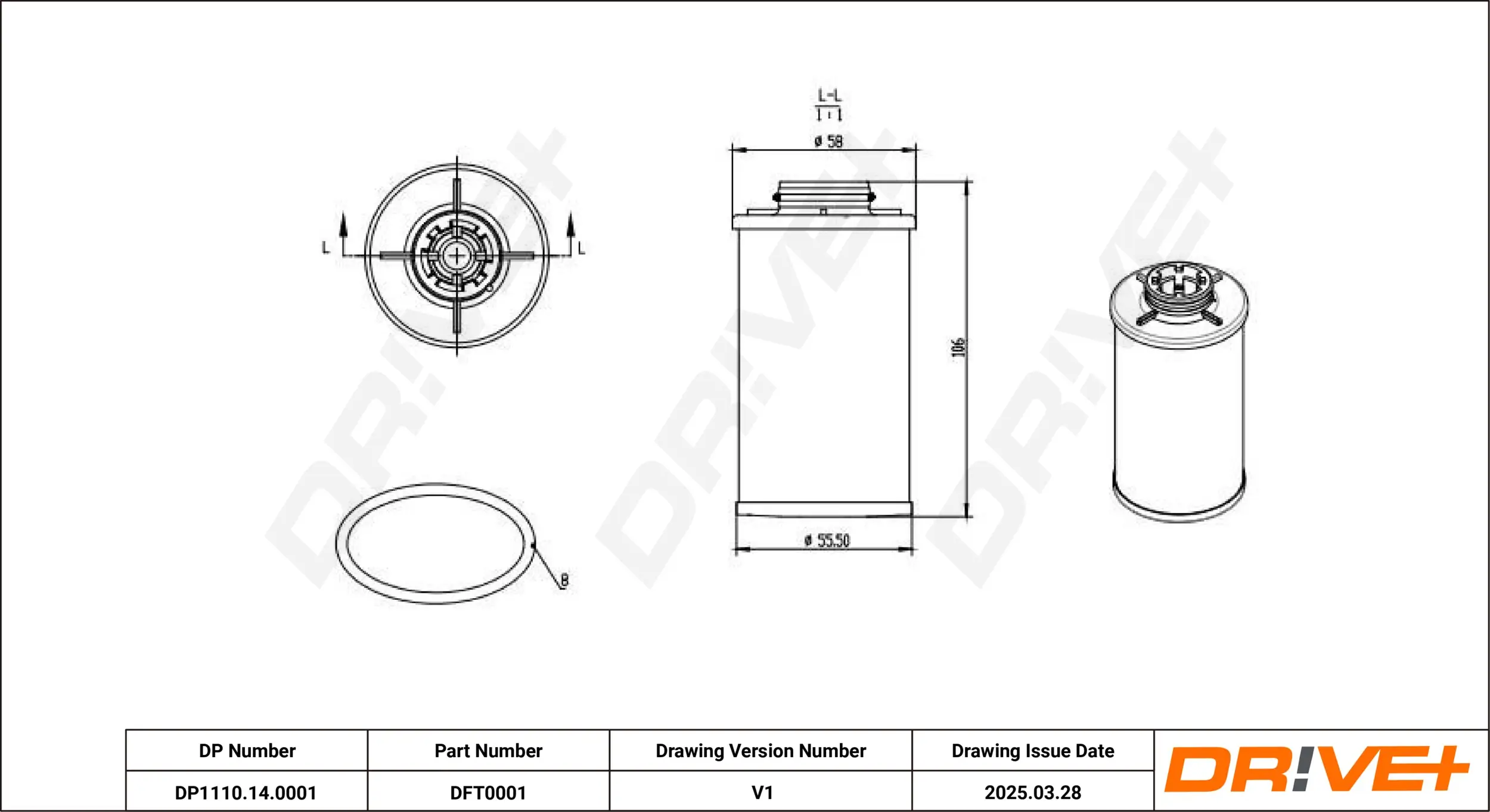 Hydraulikfilter, Automatikgetriebe Dr!ve+ DP1110.14.0001
