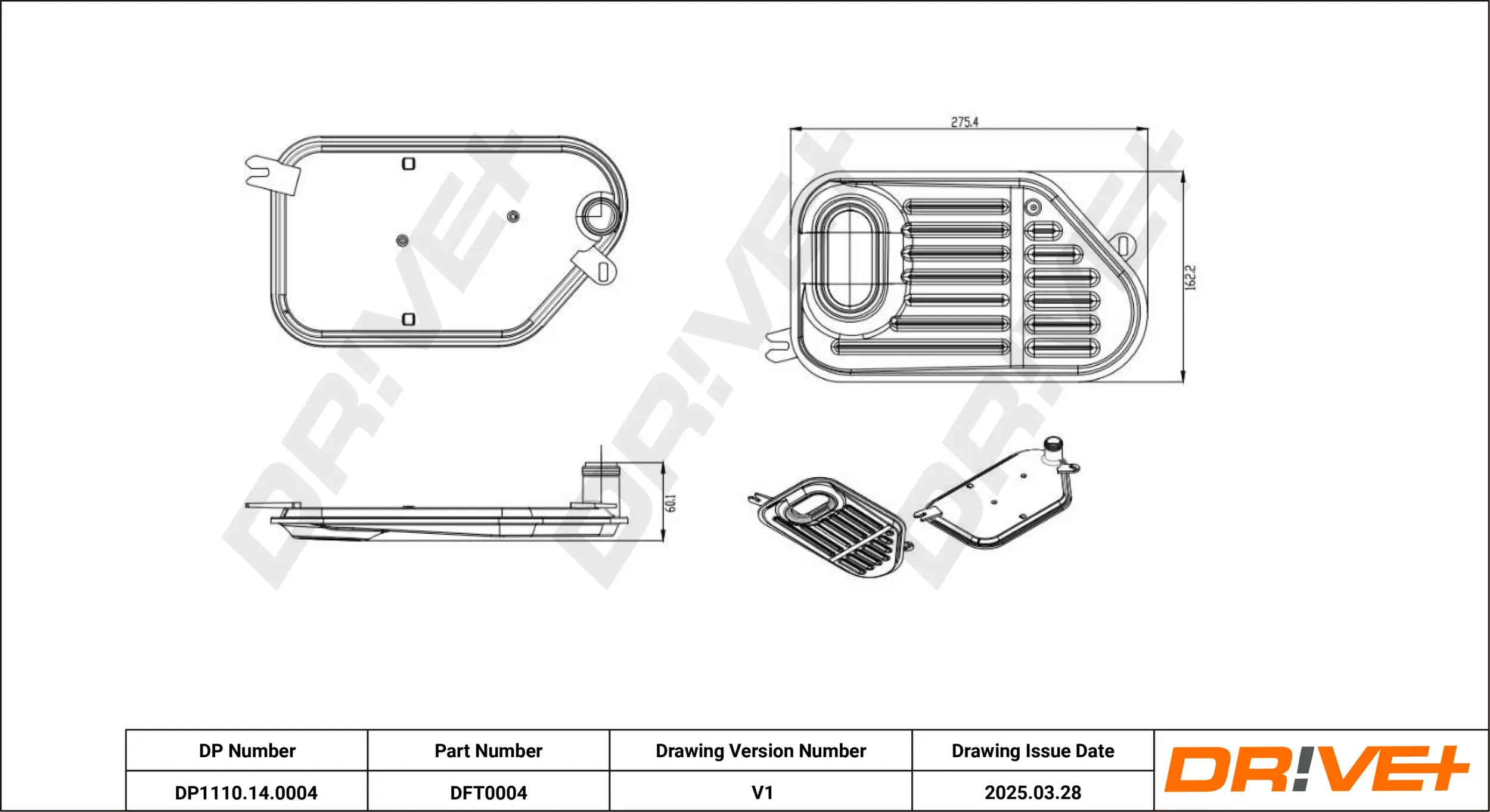 Hydraulikfilter, Automatikgetriebe Dr!ve+ DP1110.14.0004