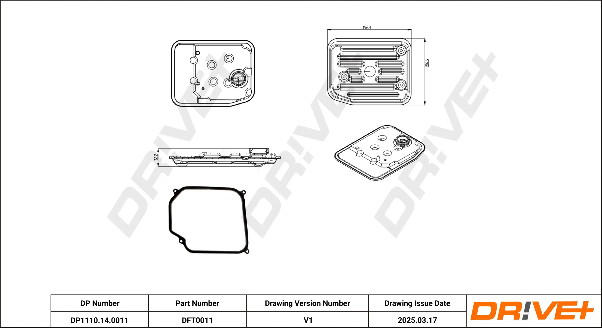 Hydraulikfilter, Automatikgetriebe Dr!ve+ DP1110.14.0011