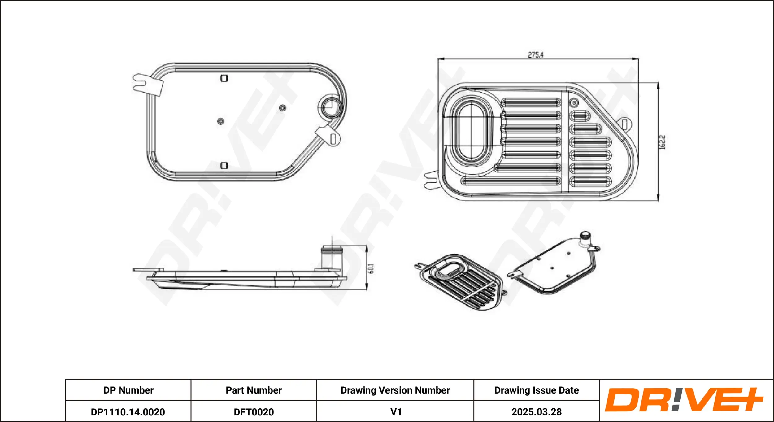 Hydraulikfilter, Automatikgetriebe Dr!ve+ DP1110.14.0020