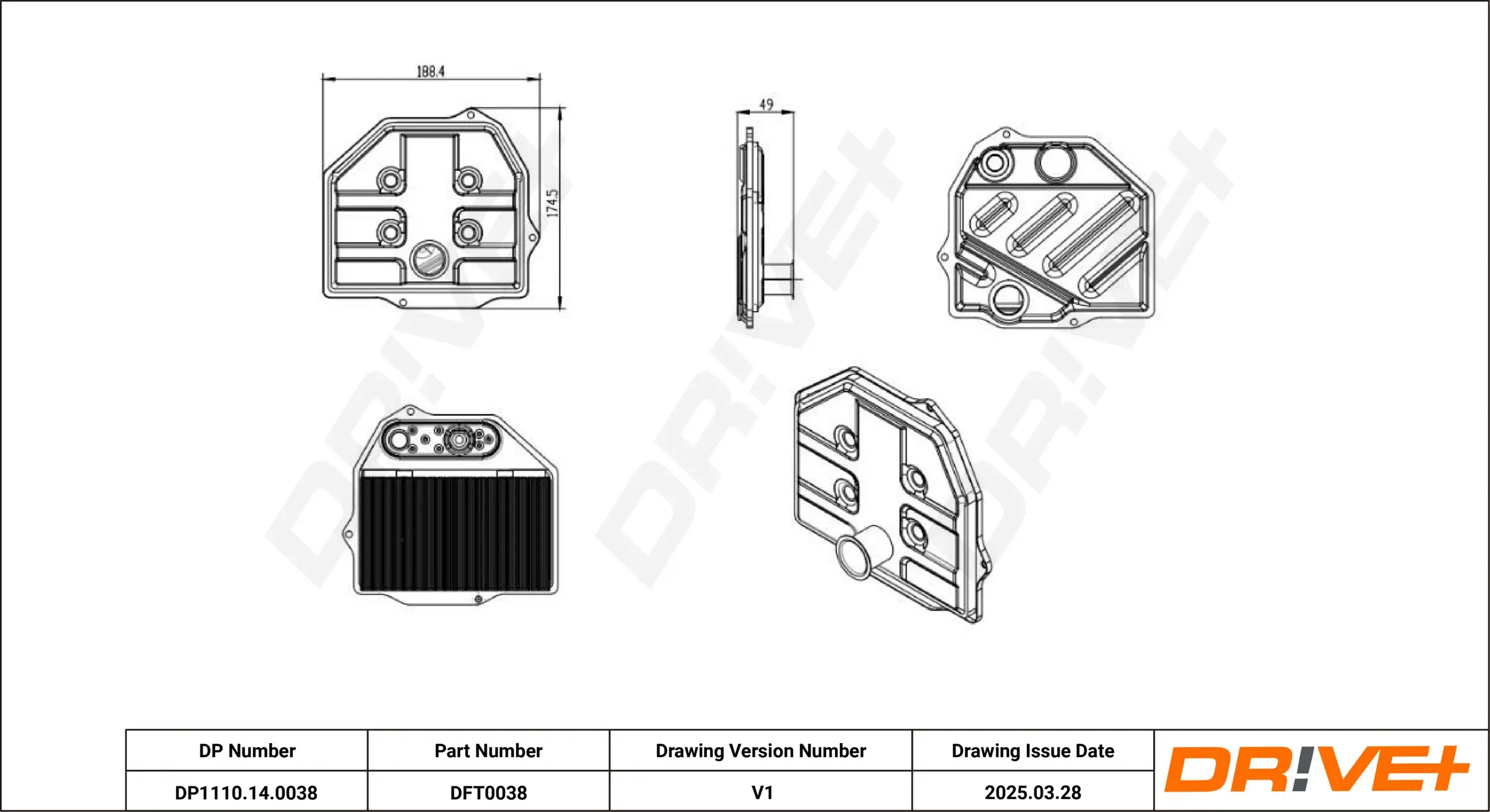Hydraulikfilter, Automatikgetriebe Dr!ve+ DP1110.14.0038