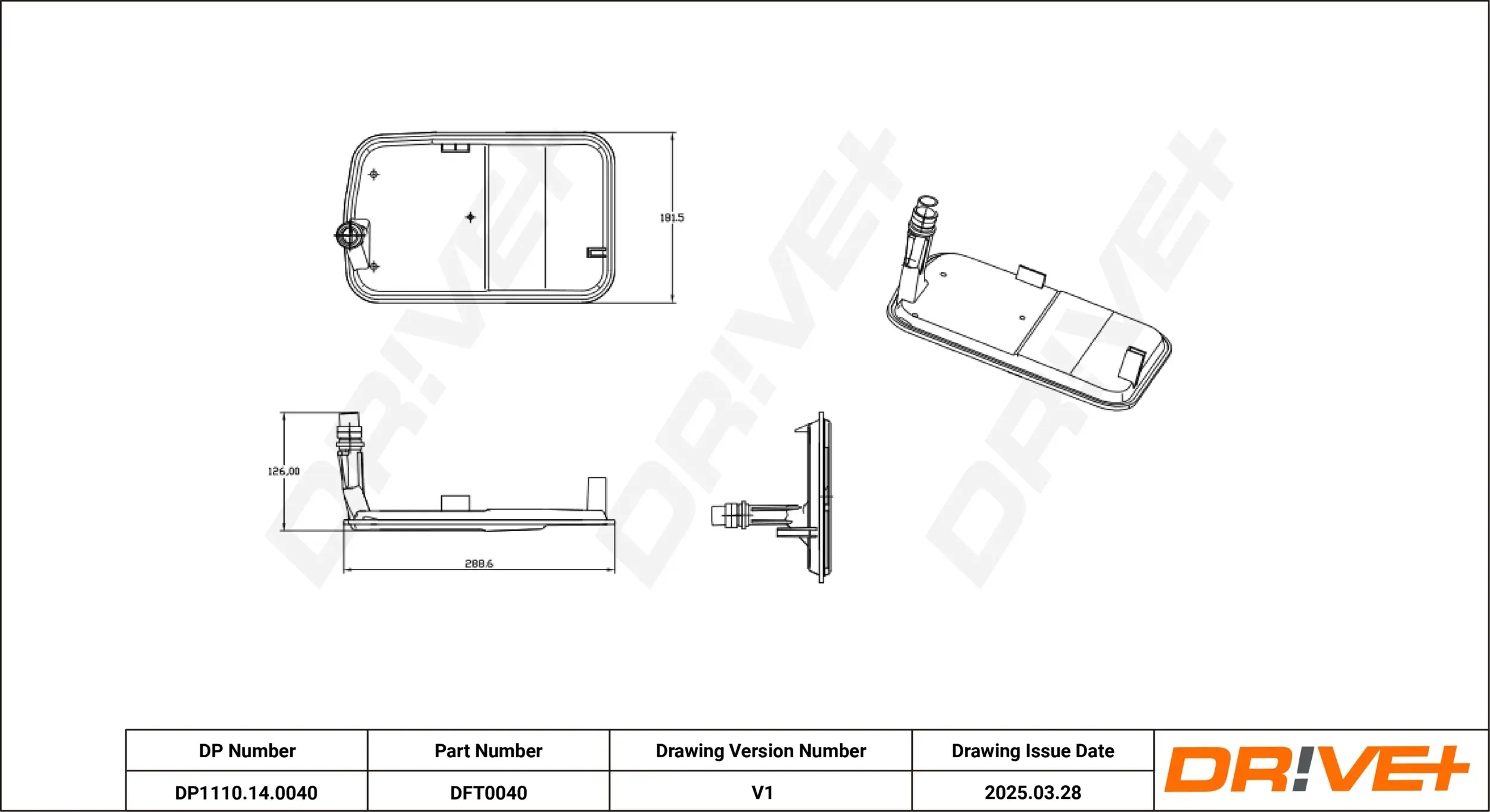 Hydraulikfilter, Automatikgetriebe Dr!ve+ DP1110.14.0040