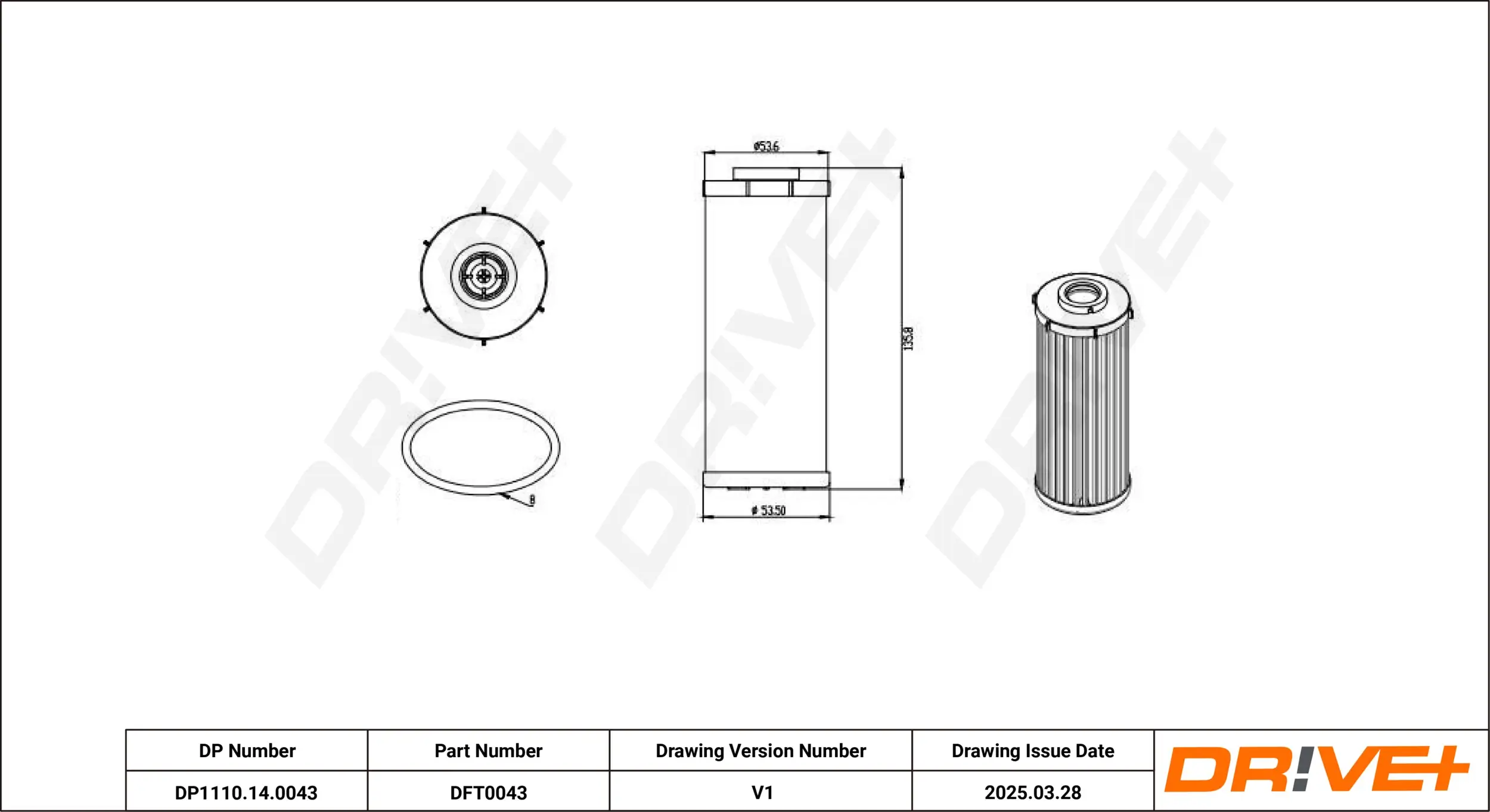 Hydraulikfilter, Automatikgetriebe Dr!ve+ DP1110.14.0043