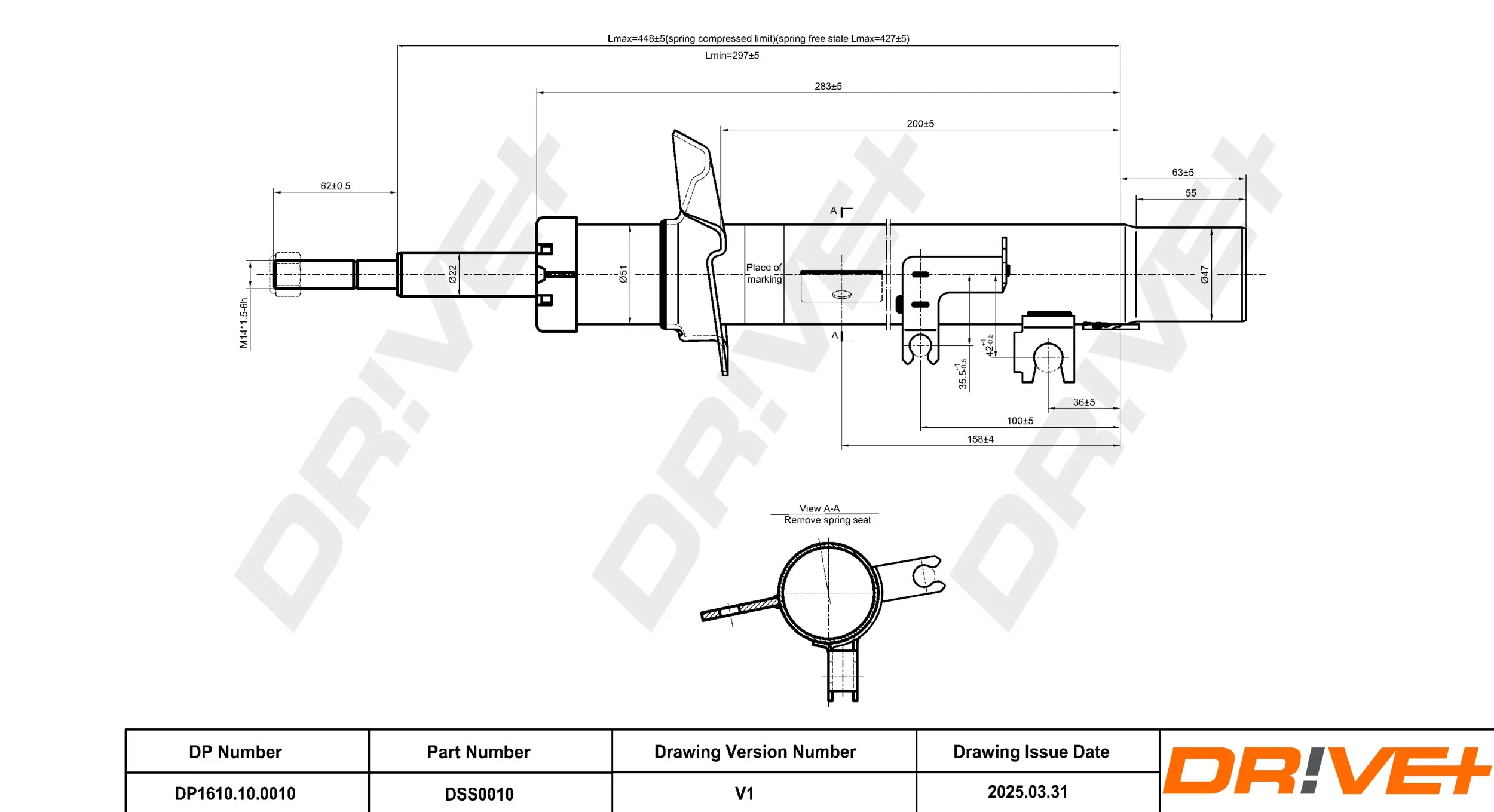 Stoßdämpfer Vorderachse rechts Dr!ve+ DP1610.10.0010