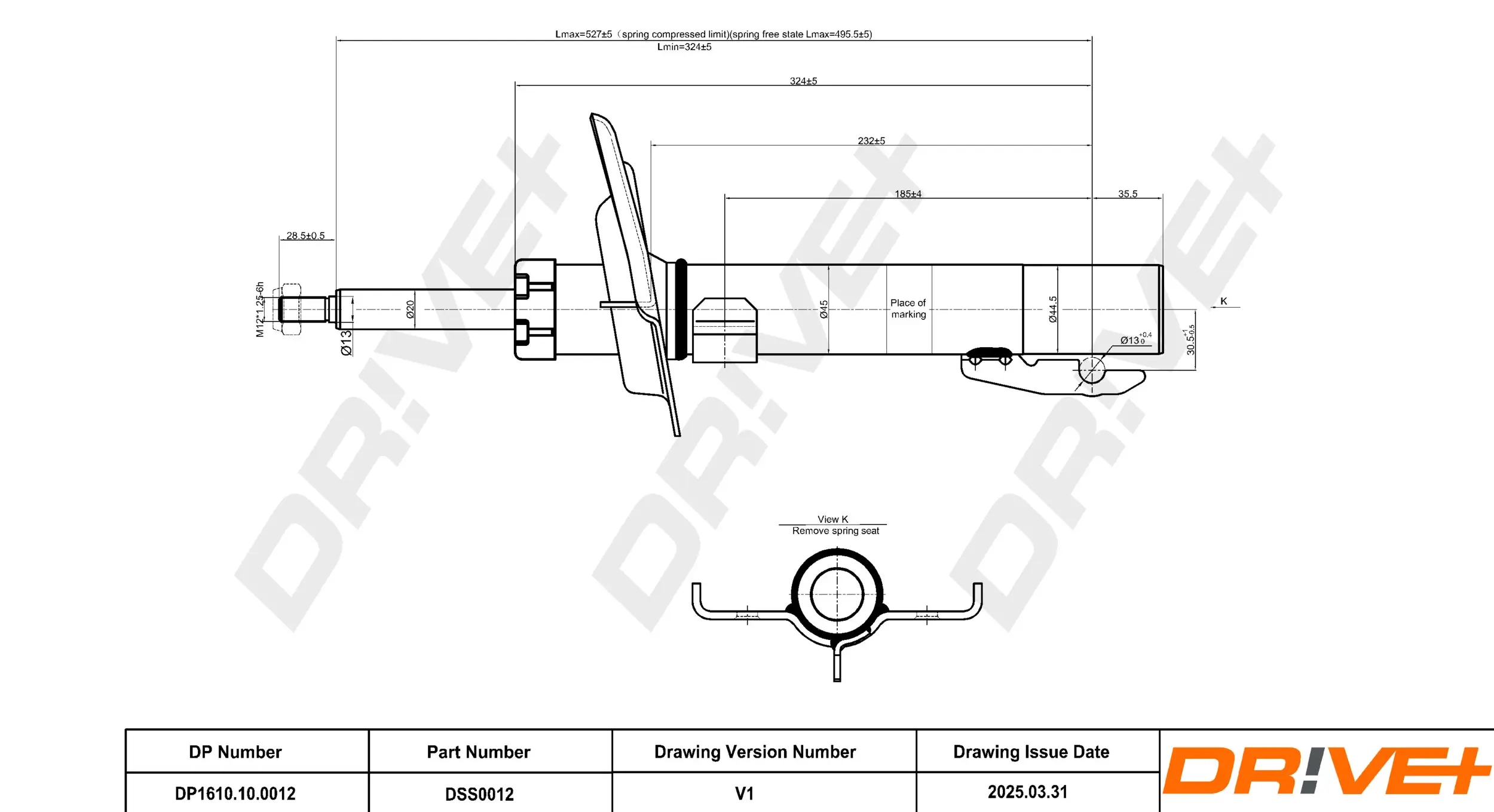 Stoßdämpfer Vorderachse Dr!ve+ DP1610.10.0012