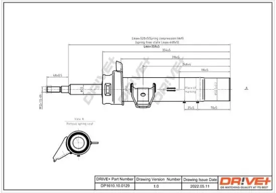 Stoßdämpfer Vorderachse rechts Dr!ve+ DP1610.10.0129 Bild Stoßdämpfer Vorderachse rechts Dr!ve+ DP1610.10.0129