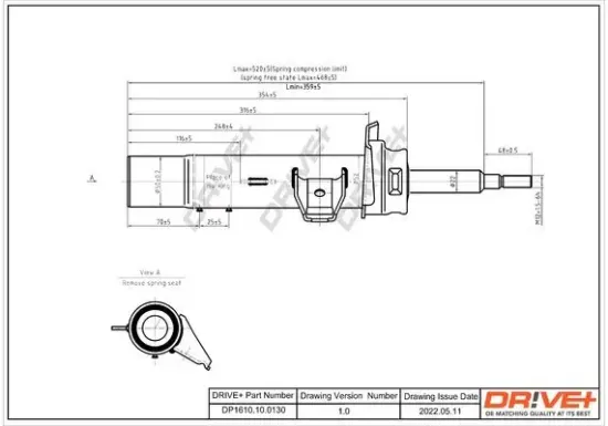Stoßdämpfer Vorderachse links Dr!ve+ DP1610.10.0130 Bild Stoßdämpfer Vorderachse links Dr!ve+ DP1610.10.0130