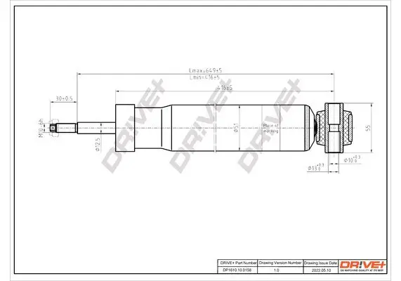 Stoßdämpfer Hinterachse Dr!ve+ DP1610.10.0158