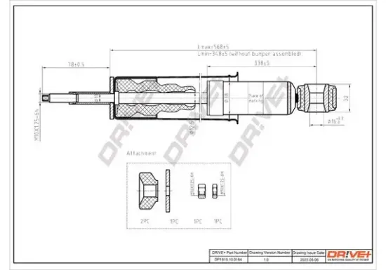 Stoßdämpfer Hinterachse Dr!ve+ DP1610.10.0164 Bild Stoßdämpfer Hinterachse Dr!ve+ DP1610.10.0164