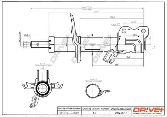 Stoßdämpfer Vorderachse links Dr!ve+ DP1610.10.0208 Bild Stoßdämpfer Vorderachse links Dr!ve+ DP1610.10.0208